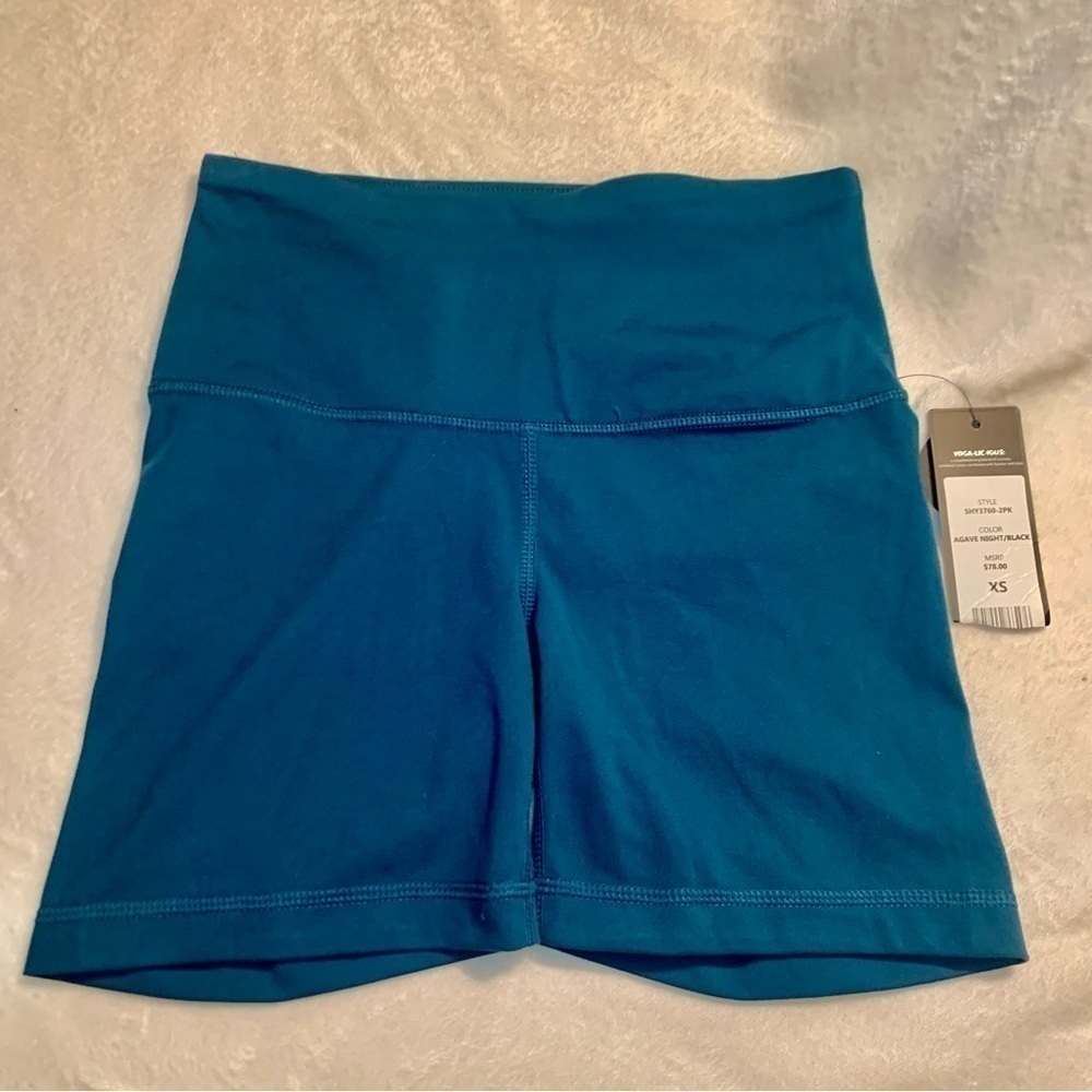 NWT Yogalicious Lux Shorts XS Dark Teal Spandex 5” Inseam Athletic Shorts New